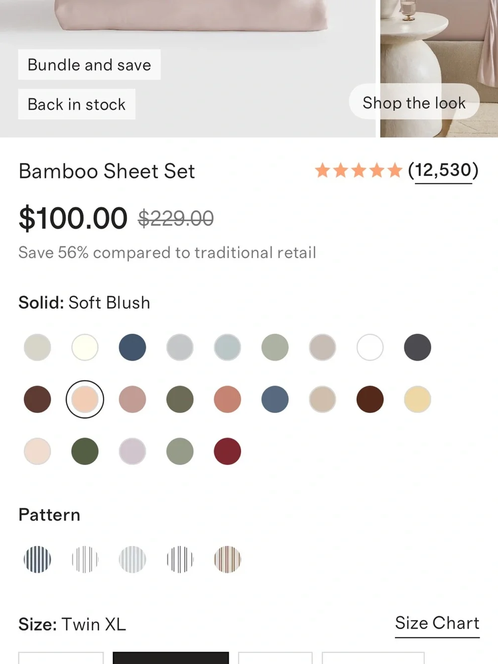 NWOT Organic Bamboo Soft Blush Twin XL Sheet Set - Retail $100